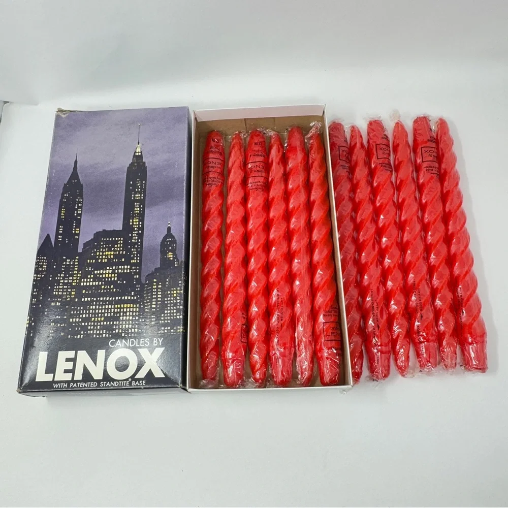 Vintage Lenox 12” Baroque Twist Taper Candles in Red Color - NEW in Plastic